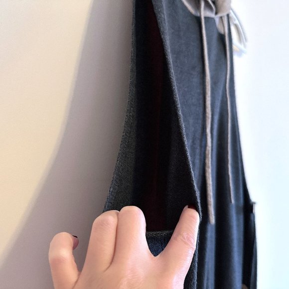 Dark Gray Sleeveless Sweater Dress with Hood - Picture 7 of 8